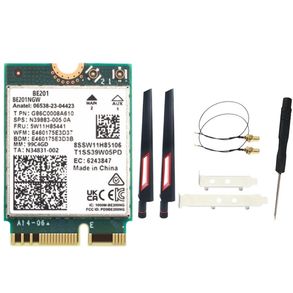 Photos - Other for Computer BE201 WIFI7 Card for Win10/11 64-Bit+10DB Antenna Kit