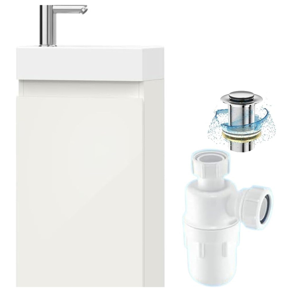 (Denvor White, 400mm) Belofay Floor Standing Vanity Unit with Ceramic Basin-image-OPC-PFF7YYS-NEW