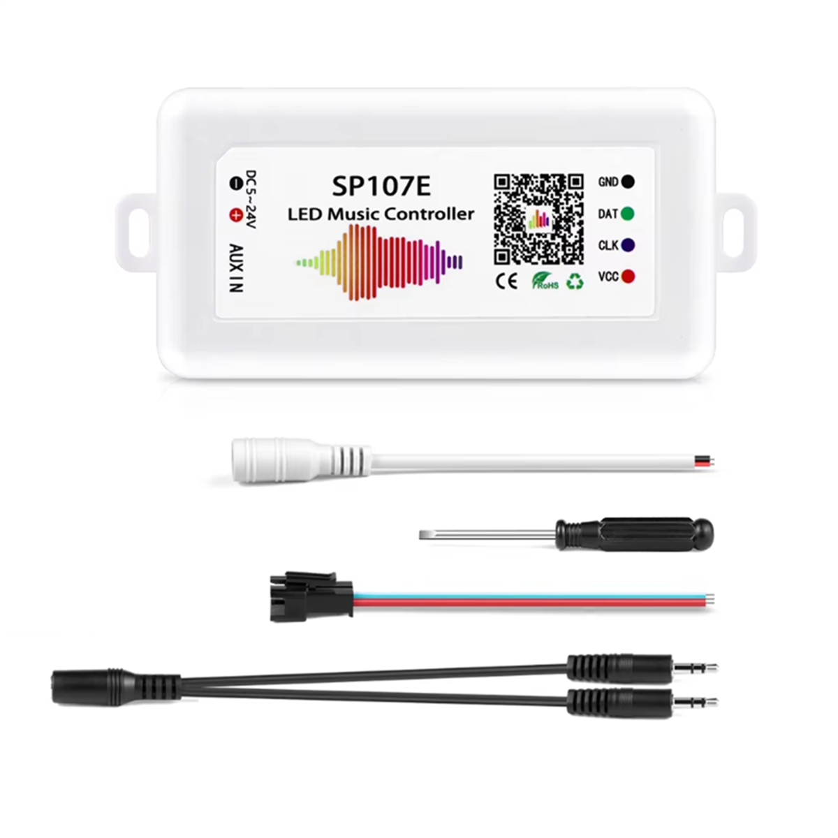 VIPMOON SP107E Contrôleur Bluetooth LED 5V-24V Pour WS2811 WS2812B - 180 Modes, APP IOS/Android, Musique
