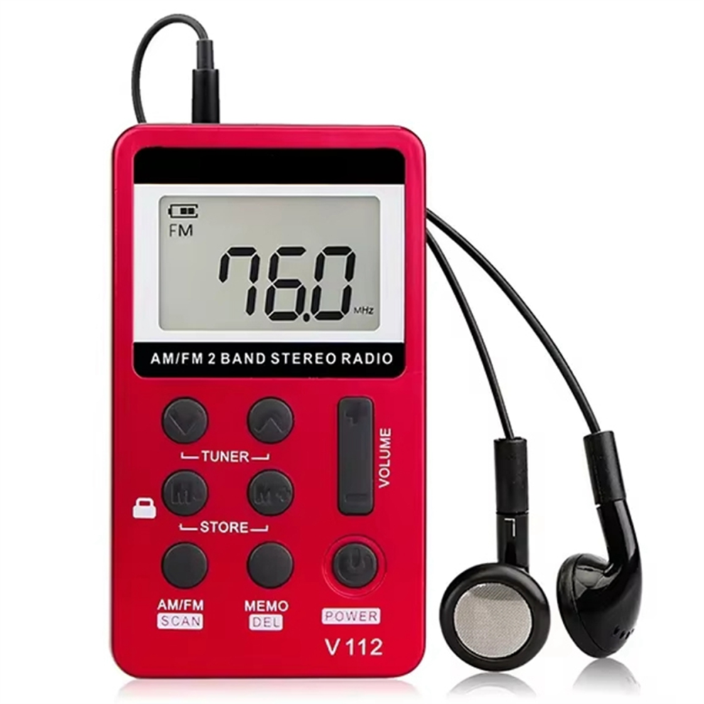Mini Radio Am Fm Rechargeable With Earphone For Red 4711373211356