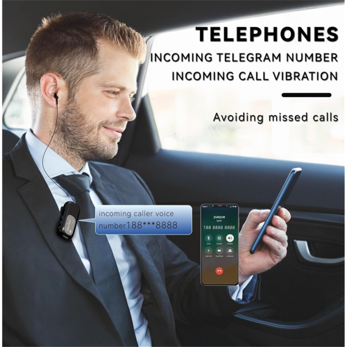 Fone de ouvido Bluetooth com cabos retráteis e cancelamento de ruído, microfone para 2 telefones 1