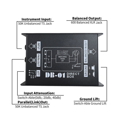 DI BOX Direct Box Μετατροπή σύνθετης αντίστασης DI Απομονωτής ήχου DI 2