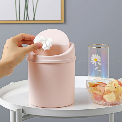4-teiliger platzsparender Mini-Tischmülleimer mit Deckel - zylindrisch 1