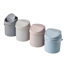Mini lata de lixo de mesa com tampa e 4 peças, economizadora de espaço - cilíndrica