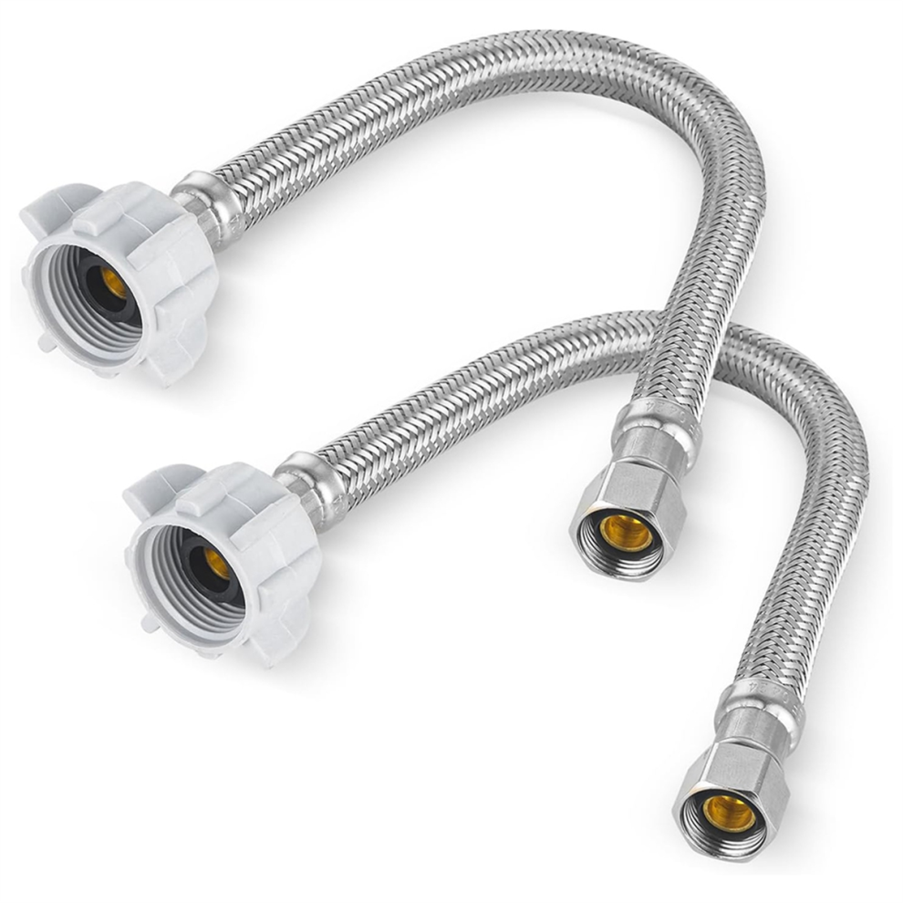 Tubo Flessibile Intrecciato Per Wc Da 12 Pollici, Rubinetto A Sfera Da 3/8 Pollici X 7/8 Pollici-image