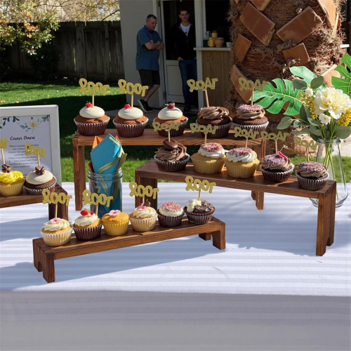 1 Set Large Wooden Tiered Riser Display Stands for ,Events 2