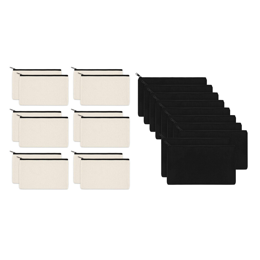 12 Pack Canvas Zipper Bags, Blank DIY Pouches for Travel Cosmetic-image-OPC-PJ2PTV6-NEW