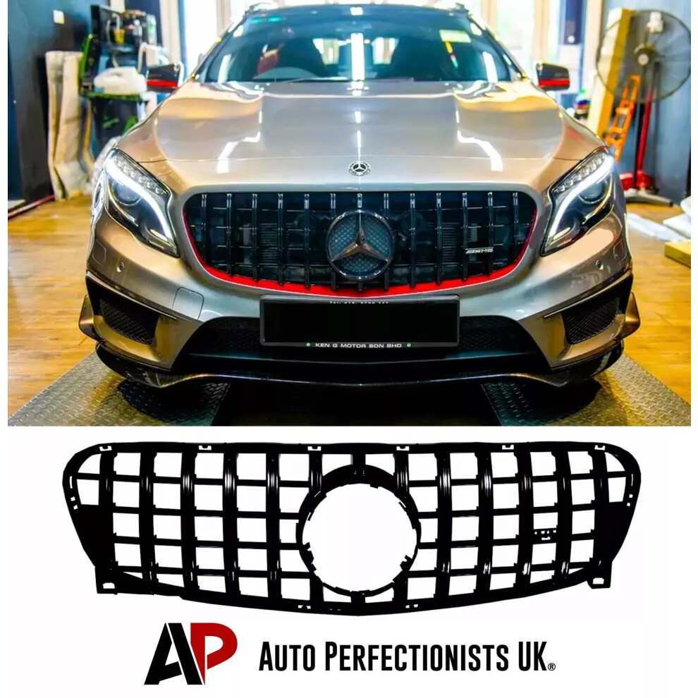 For Mercedes Gla Class X156 Panamericana Gt Gtr Grille Grill 17-19 Black 5061072666506