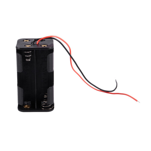 Black Tow Layers 4 x 1.5V AA Battery Holder Case Box w Wire Leads 2