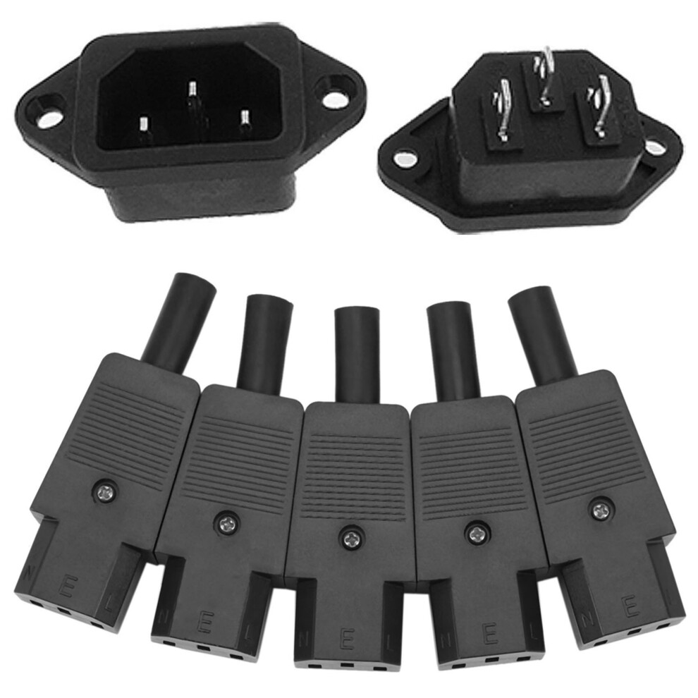 5Pcs Iec 320 C13 Female Plug Adapter 3Pin Rewirable Connector 4713377175153