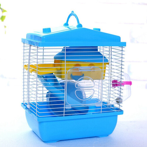 Gaiola para hamster com casinha de duas camadas e claraboia, azul 2