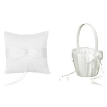Faux Pearl Flower Wedding Flower Girl Basket Bowknot Decor