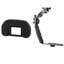 Supporto a L per fotocamera, attacco per slitta a freddo per doppio flash, vite per treppiede da 1/4 di pollice