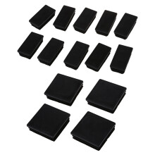 Inserções de tubo retangular de plástico, tampa de fechamento final 25x50 mm, 10 peças, preto