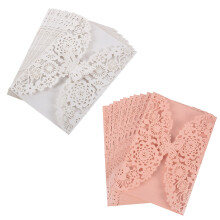 Set da 10 pezzi di biglietti d'invito con farfalle intagliate per matrimonio: rosa