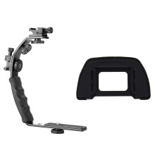Supporto a L per fotocamera, attacco per slitta a freddo per doppio flash, vite per treppiede da 1/4 di pollice