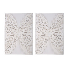 Set da 10 pezzi di biglietti d'invito con farfalle intagliate per matrimonio: bianco