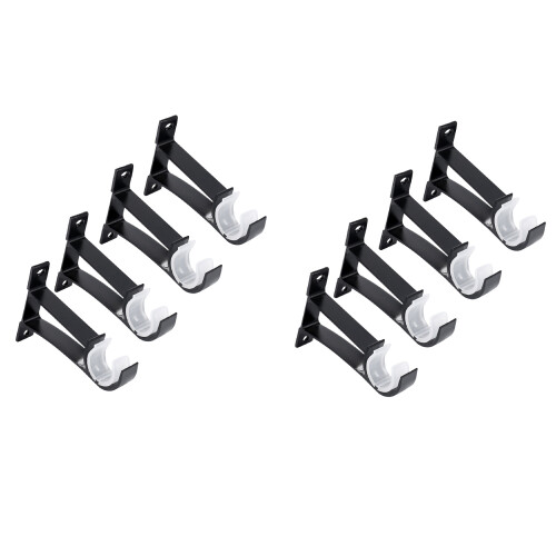4 Pack Single Curtain Rod Brackets for Aluminum Alloy Curtain (Black)