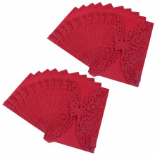Set da 10 pezzi di biglietti d'invito con farfalle intagliate per matrimonio: rosso