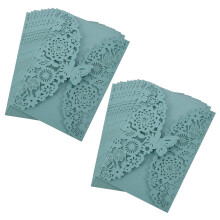 10 pezzi di biglietti d'invito con farfalle intagliate per matrimonio: blu e verde