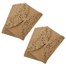 10 pezzi di biglietti d'invito con farfalle intagliate per matrimonio: beige dorato