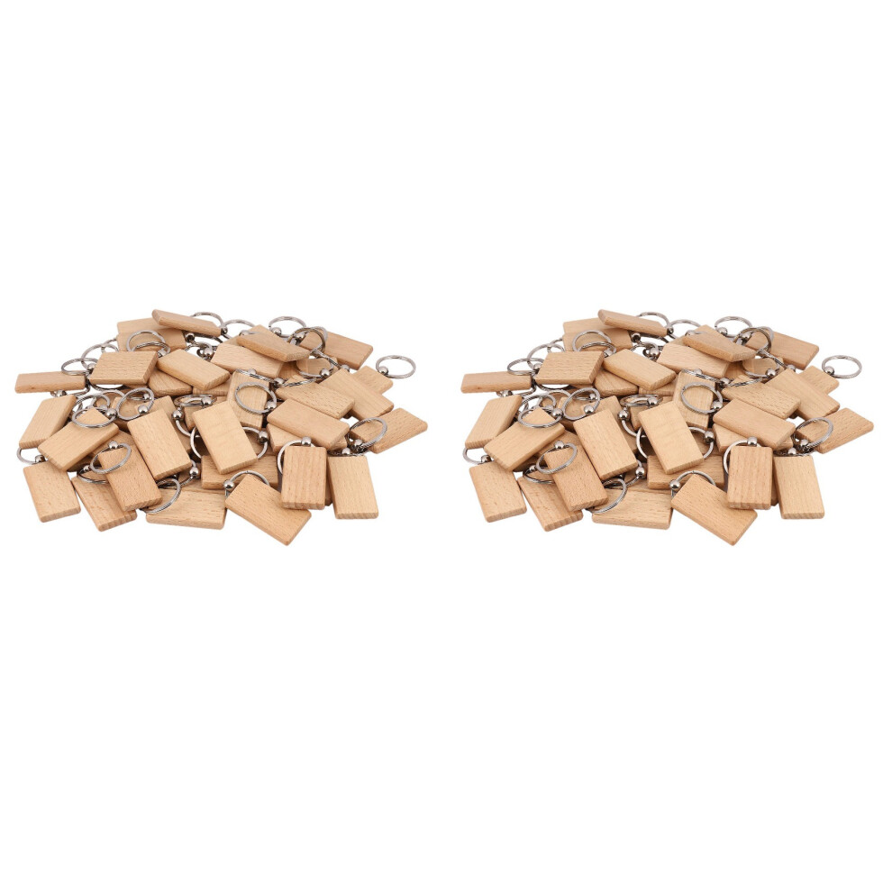 50 Lege Houten Sleutelhangers - Rechthoekig, Graveren Mogelijk