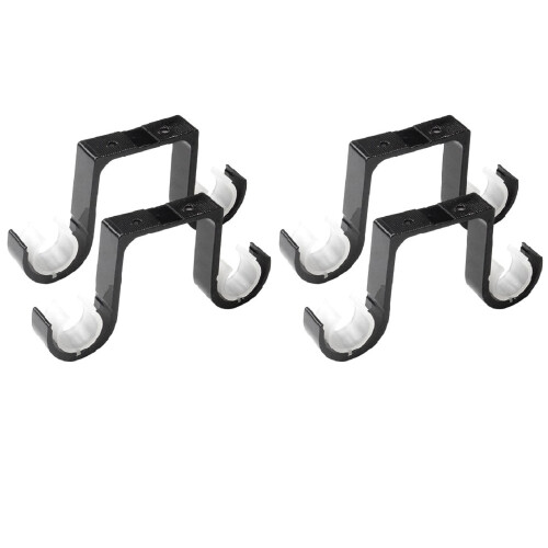 2Pcs Double Curtain Rod Ceiling Mount Supports Aluminum Alloy Black