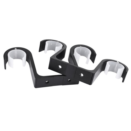 2Pcs Double Curtain Rod Ceiling Mount Supports Aluminum Alloy Black 1
