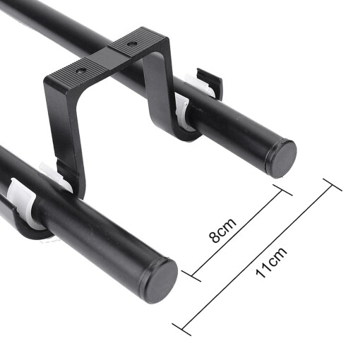 2Pcs Double Curtain Rod Ceiling Mount Supports Aluminum Alloy Black 2