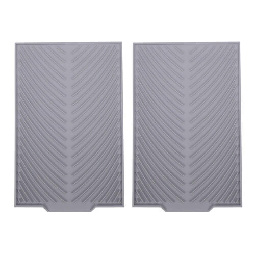 Silicone Dish Drying Mat Flume Folding Draining Mat,Rectangle Gray