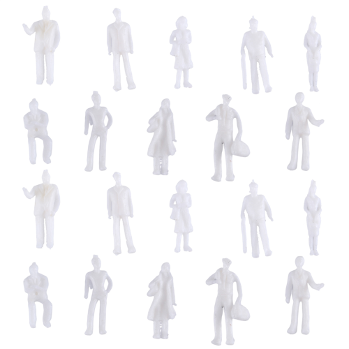 100pcs HO Scale 1:100 White Model People Unpainted Train Figures 1