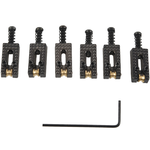 6 Roller Bridge Tremolo Sadler Med Skruenøgle Sort 1