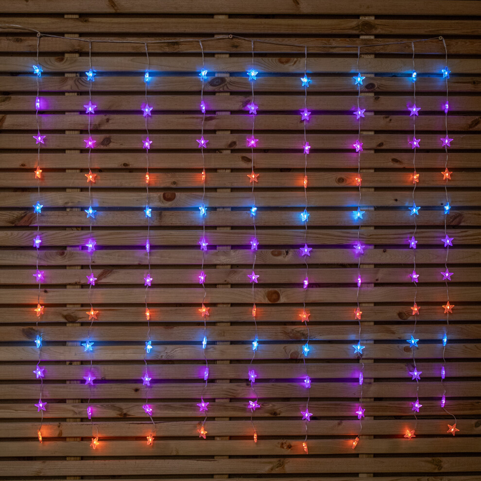 Premier 1.2 X 1.2M Up Christmas Star Curtain S With 108 Rainbow Leds Light