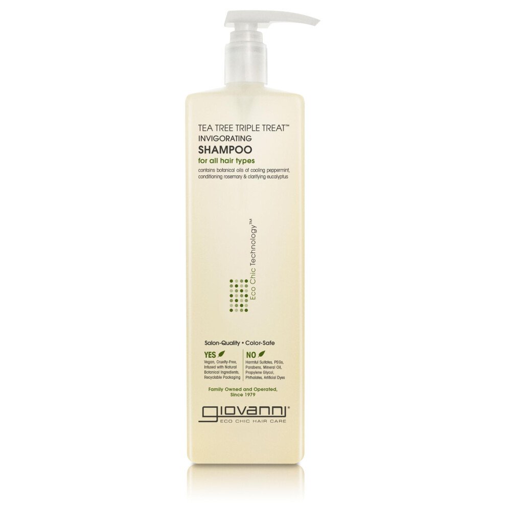 Giovanni Hair Care P Giovanni Tea Tree Triple Treat Invigorating Shampoo - Cooling Peppermint Eucalyptus & Rosemary Helps Strengthen & Rejuvenate Hair & Scalp Salo