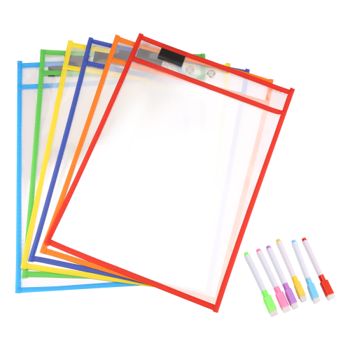 6-pack herbruikbare whiteboardhoezen, diverse kleuren beschermhoes