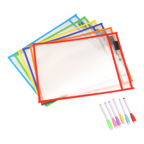 6-pack herbruikbare whiteboardhoezen, diverse kleuren beschermhoes 2