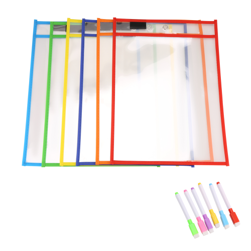 6-pack herbruikbare whiteboardhoezen, diverse kleuren beschermhoes 1