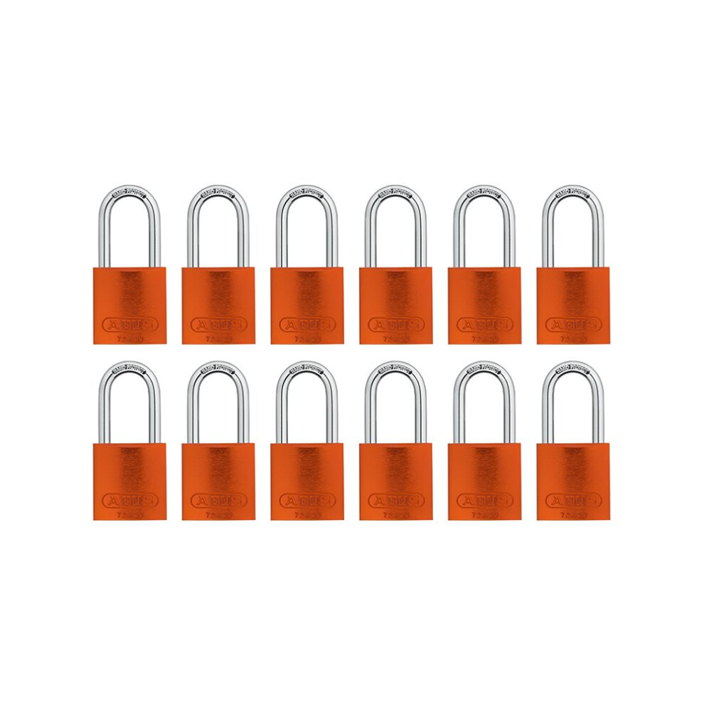 Abus Orange 72/40Hb40 Lockout Tagout Padlock W/ 1.5" Shackle, 12 Pack, Keyed Alike, 12 Padlocks With 24 Keys