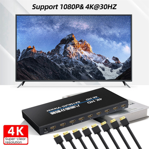 Διαχωριστικό οθόνης συμβατό με 4K, 8X1 Quad Multi-Viewer, βύσμα EU 2