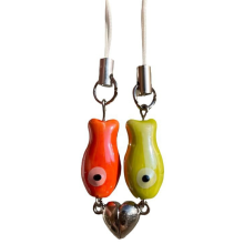 Ciondolo a forma di pesce per San Valentino, ciondolo per borsa per cellulare, rosso e verde