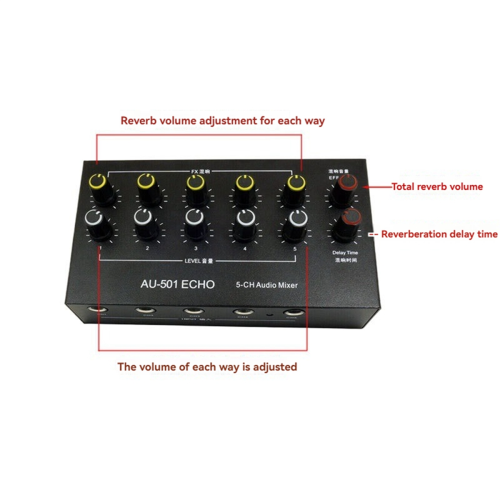 Mixer de áudio portátil de 5 canais Mini extensor de microfone B 2
