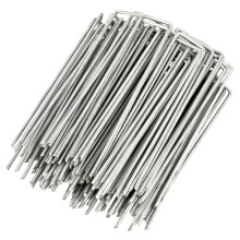 GardenMate Lot de 500 piquets de jardin antirouille en forme de U, calibre 11, 15 cm, robustes, t te plate, avec agrafes, pointes, broches et p