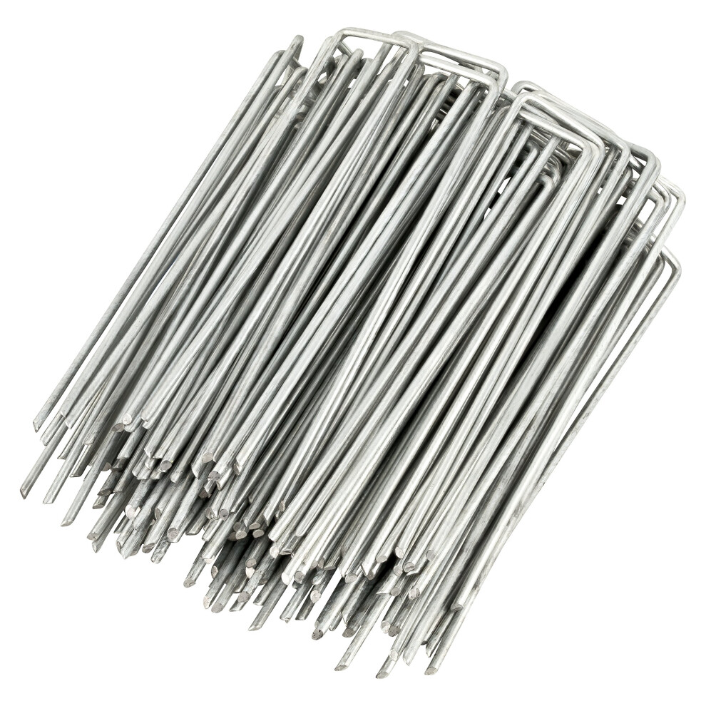 Gardenmate 500-Pack Anti-Rust 6'' 11 Gauge Heavy-Duty Flat-Top U-Shaped Garden Stakes Staples Spikes Pins Pegs - Ground Stakes For Anchoring Landscape 4260313269426