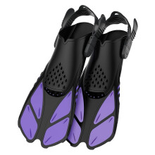 Snorkeling f, adjustable buckles, swimming f, short diving shoes, silicone, open heel, travel size, training f (Purple, LXL)