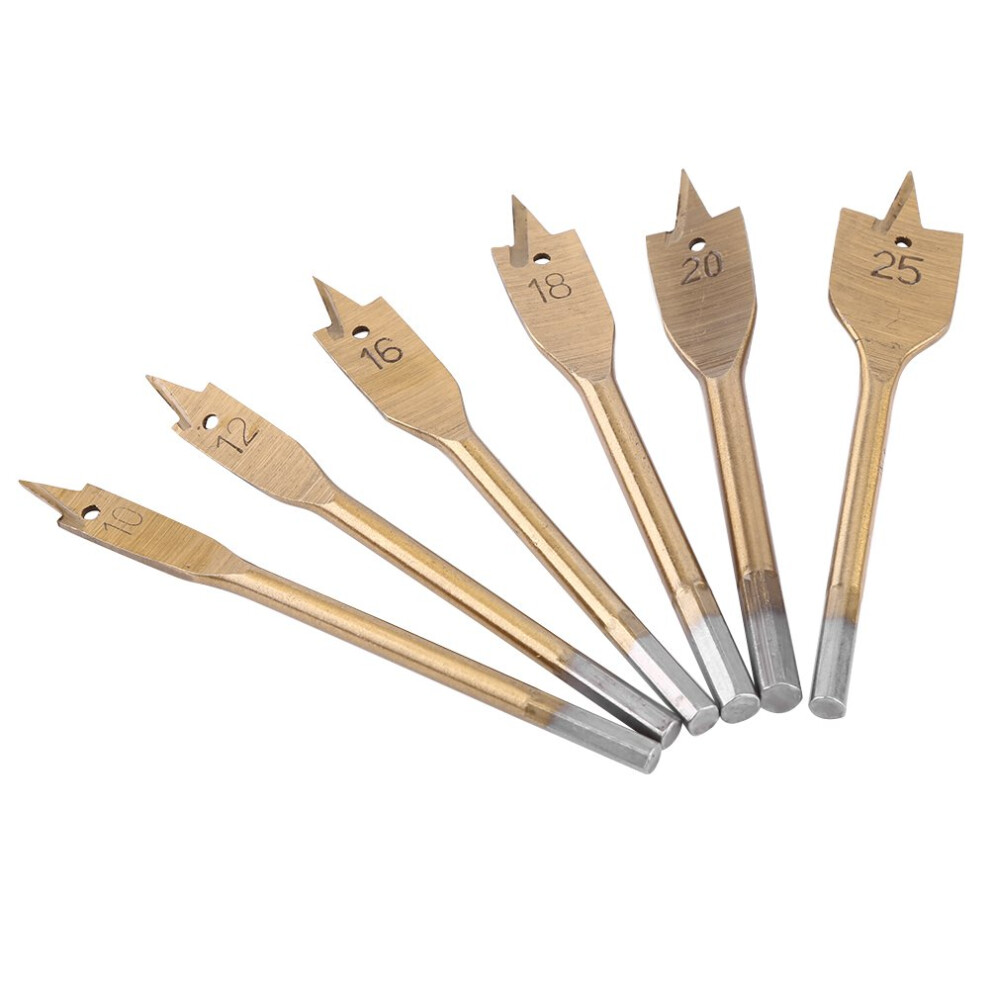 6 Piece Carbon Steel Spade Paddle Bits 10.25Mm Hex Shank Size For Drilling Drilling Holes In Woodworking, Made Of Carbon Steel, 6276012992297
