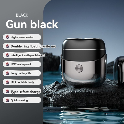 Mini Electric Shaver Portable Rotating for Men Black 1
