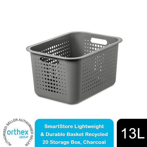 SmartStore Lightweight & Durable Basket Recycled 20 Storage Box,13L,Charcoal