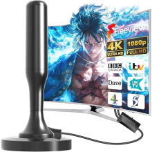 Portable Digital Indoor TV Aerial for Smart TV with Signal Booster, Freeview TV Ariels Indoor, HDTV Antenna for 4K 1080P Magnetic Base