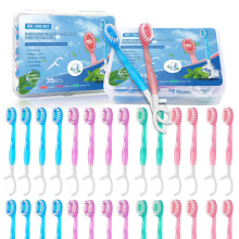 70 csomag mini eldobhat fogkefk 5 az 1-ben hordozhat, elore ragasztott utazsi fogkefe fogkrmmel, nyelvkapar fogselyem, kln csomagolt, kis elo