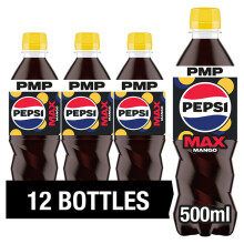 Pepsi Max Mango No Sugar Cola Bottle 500ml (Pack of 12)